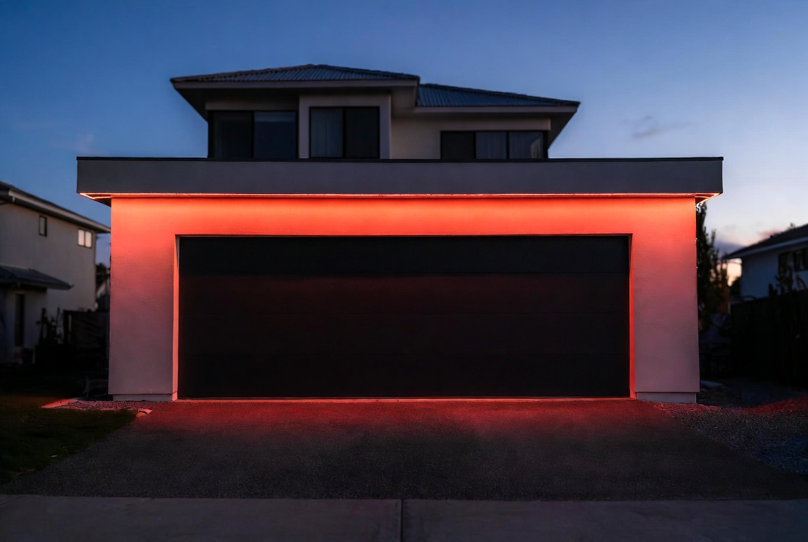 Modern residential garage door installation